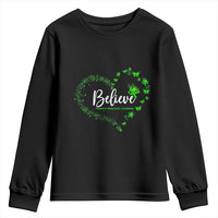 Traumatic Brain Injury Awareness Youth Sweatshirt TBI Believe Butterflies