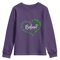 Traumatic Brain Injury Awareness Youth Sweatshirt TBI Believe Butterflies