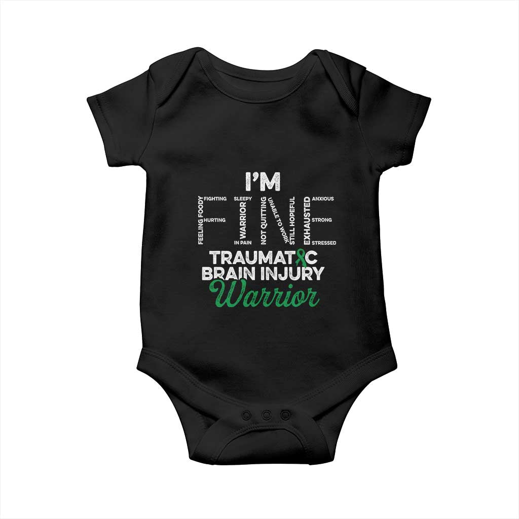 Traumatic Brain Injury Awareness Baby Onesie TBI Warrior I'm Fine