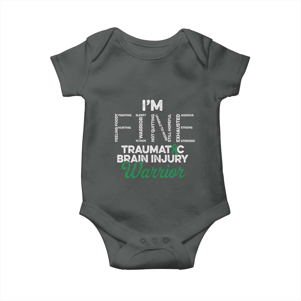 Traumatic Brain Injury Awareness Baby Onesie TBI Warrior I'm Fine