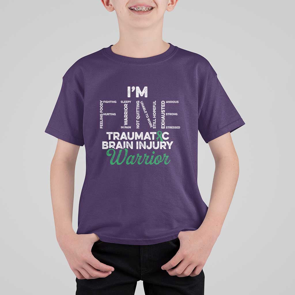 Traumatic Brain Injury Awareness T Shirt For Kid TBI Warrior I'm Fine