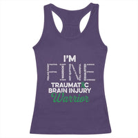 Traumatic Brain Injury Awareness Racerback Tank Top TBI Warrior I'm Fine