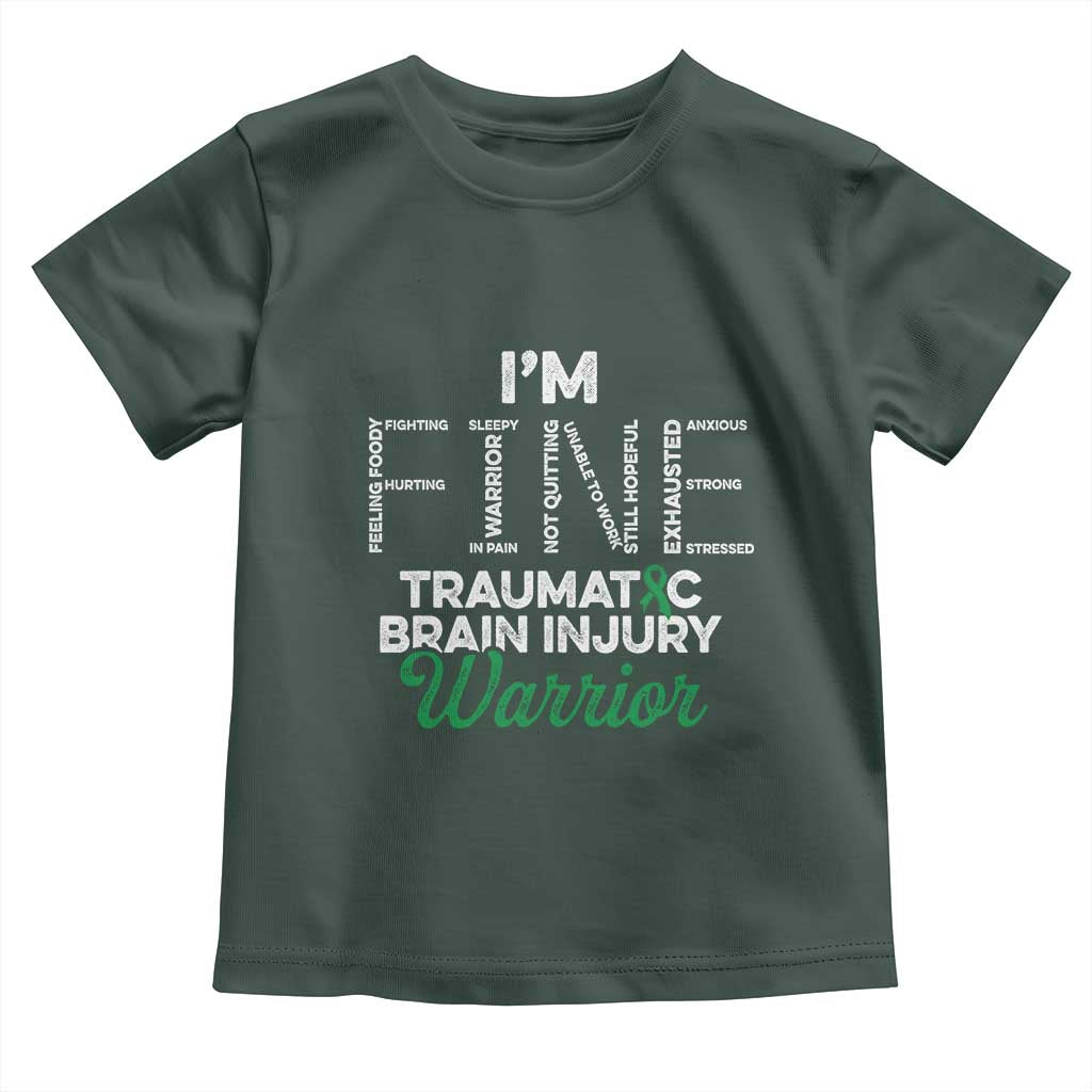 Traumatic Brain Injury Awareness Toddler T Shirt TBI Warrior I'm Fine