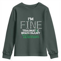 Traumatic Brain Injury Awareness Youth Sweatshirt TBI Warrior I'm Fine