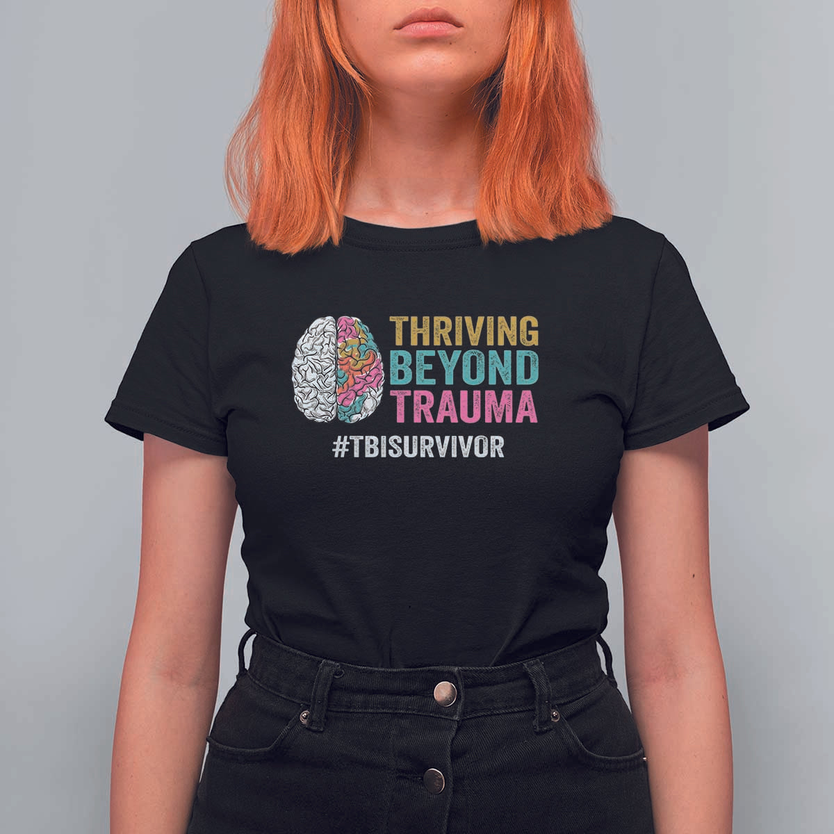 Traumatic Brain Injury Awareness T Shirt For Women Thriving Beyond Trauma TBI Survivor