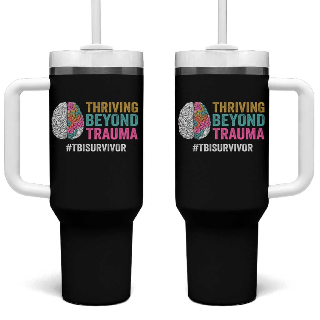 Traumatic Brain Injury Awareness Tumbler With Handle Thriving Beyond Trauma TBI Survivor