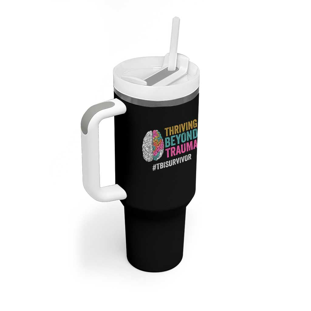 Traumatic Brain Injury Awareness Tumbler With Handle Thriving Beyond Trauma TBI Survivor