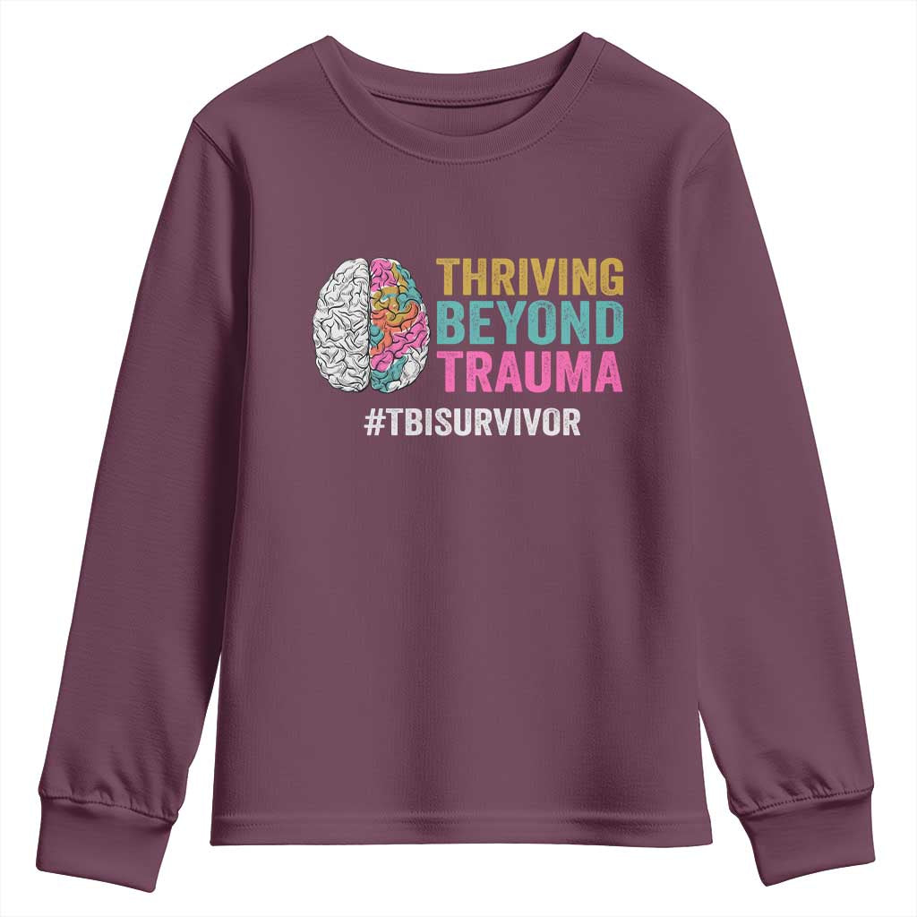 Traumatic Brain Injury Awareness Youth Sweatshirt Thriving Beyond Trauma TBI Survivor