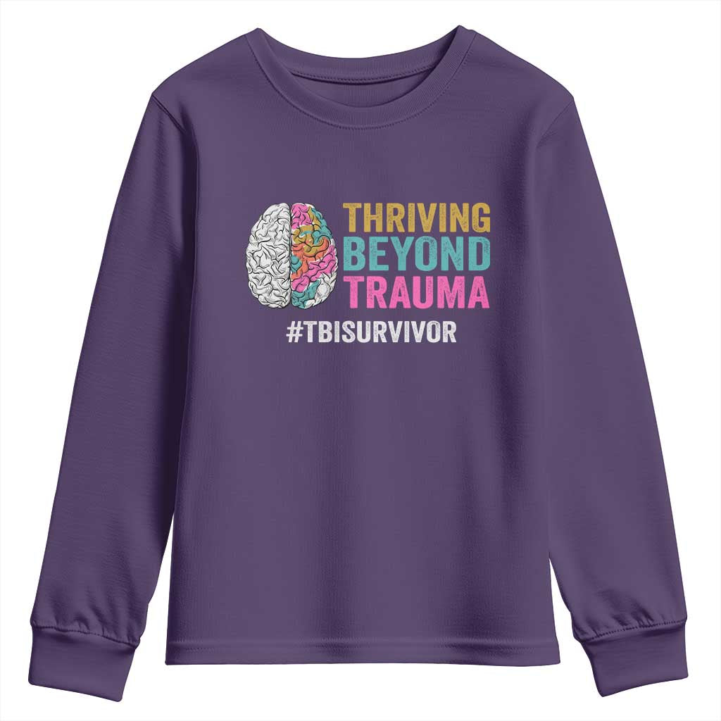 Traumatic Brain Injury Awareness Youth Sweatshirt Thriving Beyond Trauma TBI Survivor