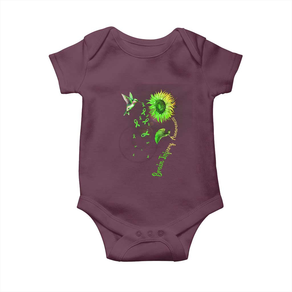 Traumatic Brain Injury Awareness Baby Onesie Sunflower Hummingbird