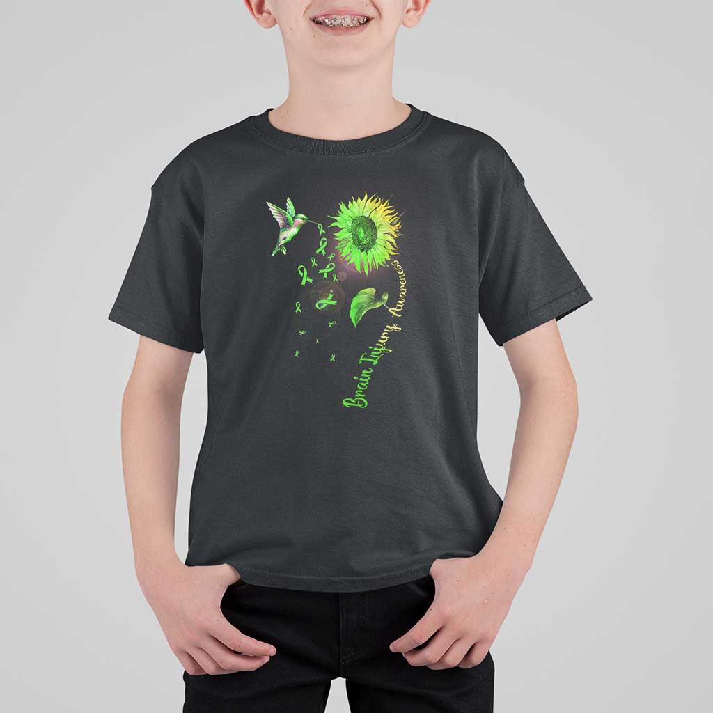 Traumatic Brain Injury Awareness T Shirt For Kid Sunflower Hummingbird