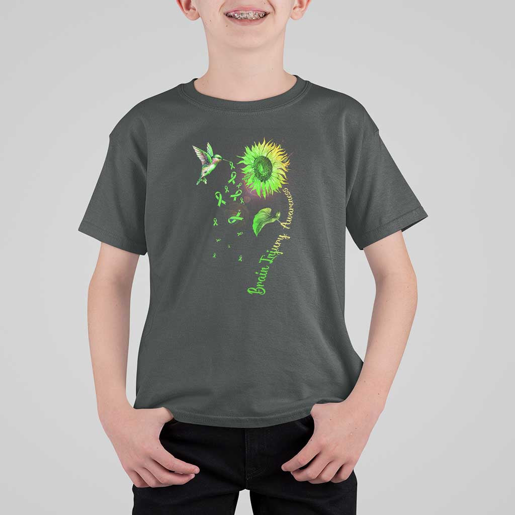 Traumatic Brain Injury Awareness T Shirt For Kid Sunflower Hummingbird