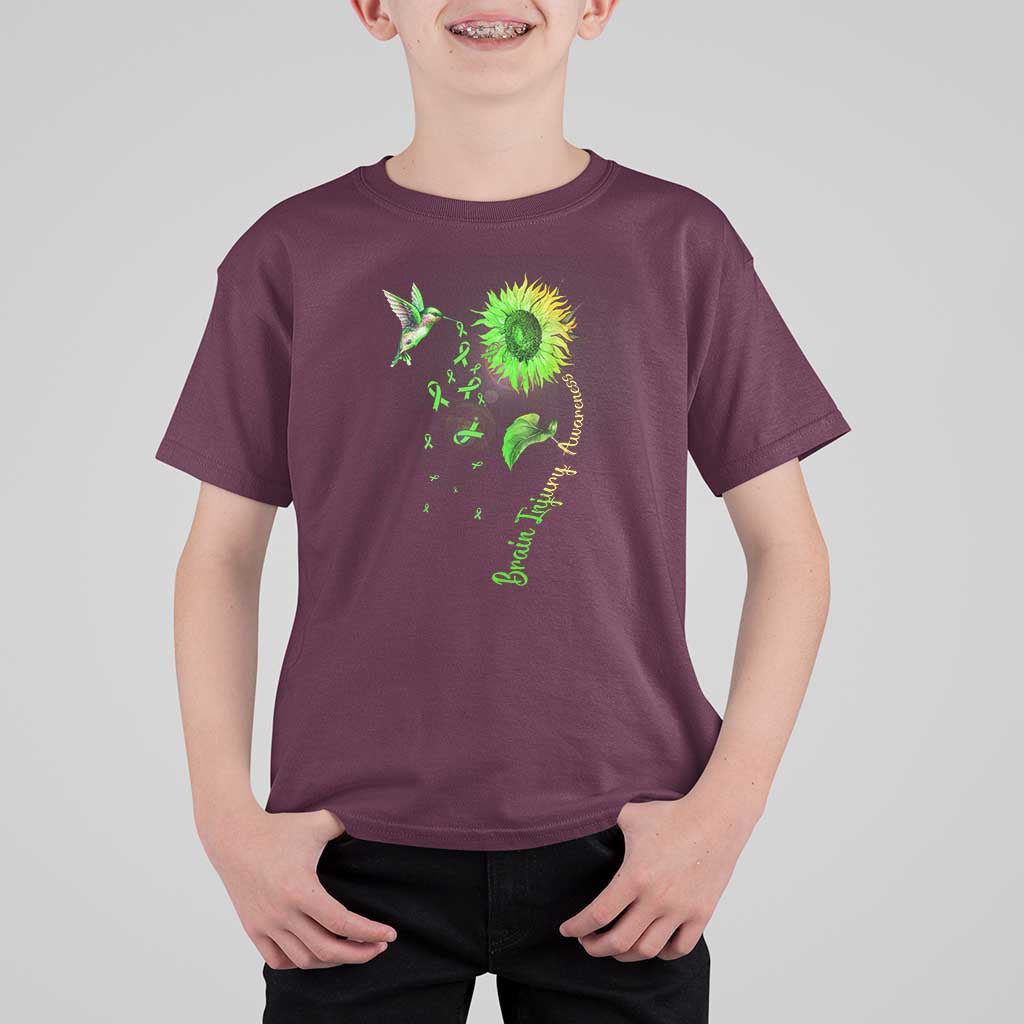Traumatic Brain Injury Awareness T Shirt For Kid Sunflower Hummingbird