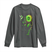 Traumatic Brain Injury Awareness Long Sleeve Shirt Sunflower Hummingbird