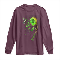 Traumatic Brain Injury Awareness Long Sleeve Shirt Sunflower Hummingbird