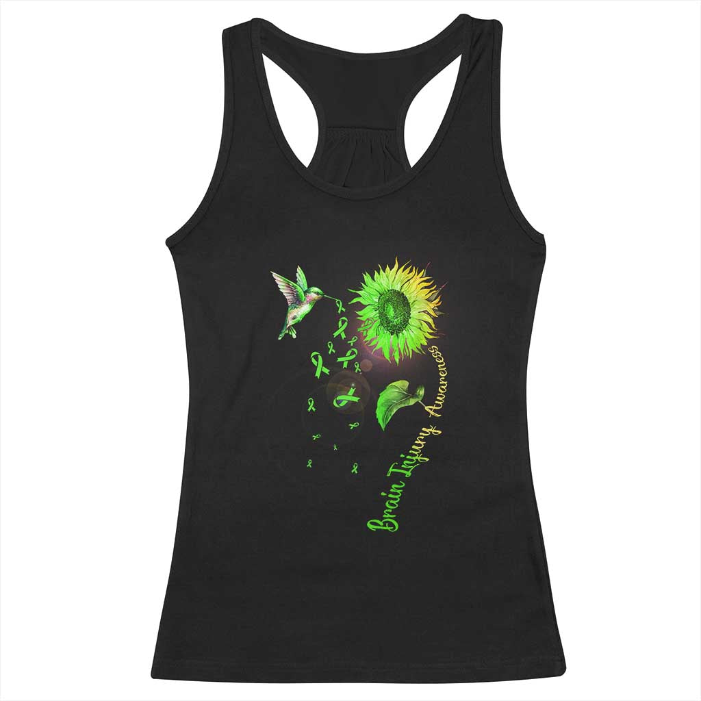 Traumatic Brain Injury Awareness Racerback Tank Top Sunflower Hummingbird