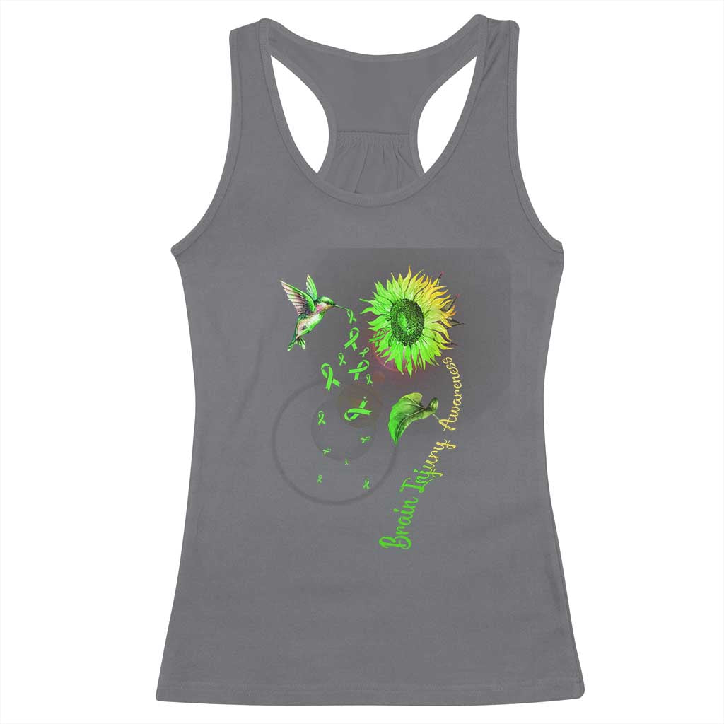 Traumatic Brain Injury Awareness Racerback Tank Top Sunflower Hummingbird