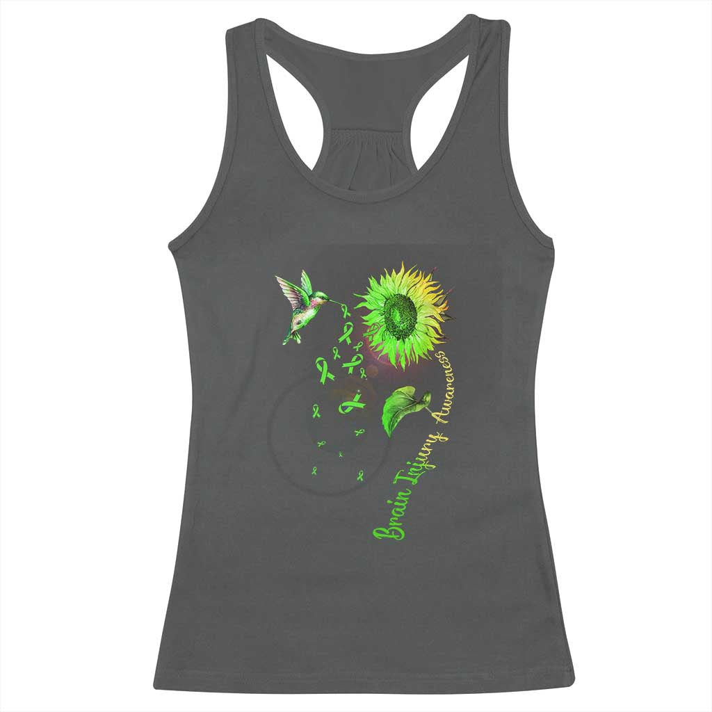 Traumatic Brain Injury Awareness Racerback Tank Top Sunflower Hummingbird