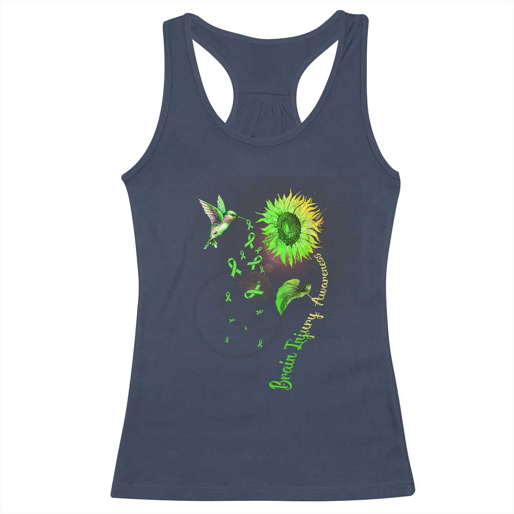 Traumatic Brain Injury Awareness Racerback Tank Top Sunflower Hummingbird