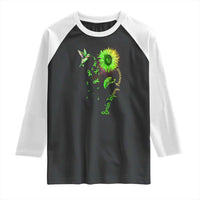 Traumatic Brain Injury Awareness Raglan Shirt Sunflower Hummingbird