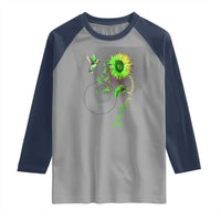 Traumatic Brain Injury Awareness Raglan Shirt Sunflower Hummingbird