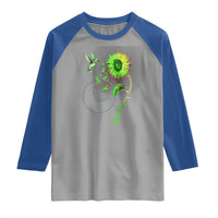 Traumatic Brain Injury Awareness Raglan Shirt Sunflower Hummingbird
