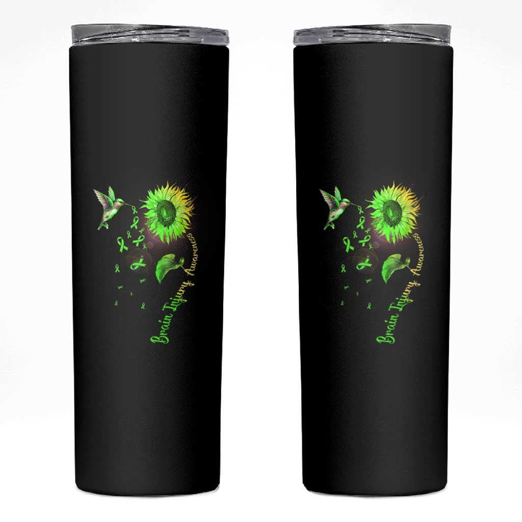 Traumatic Brain Injury Awareness Skinny Tumbler Sunflower Hummingbird