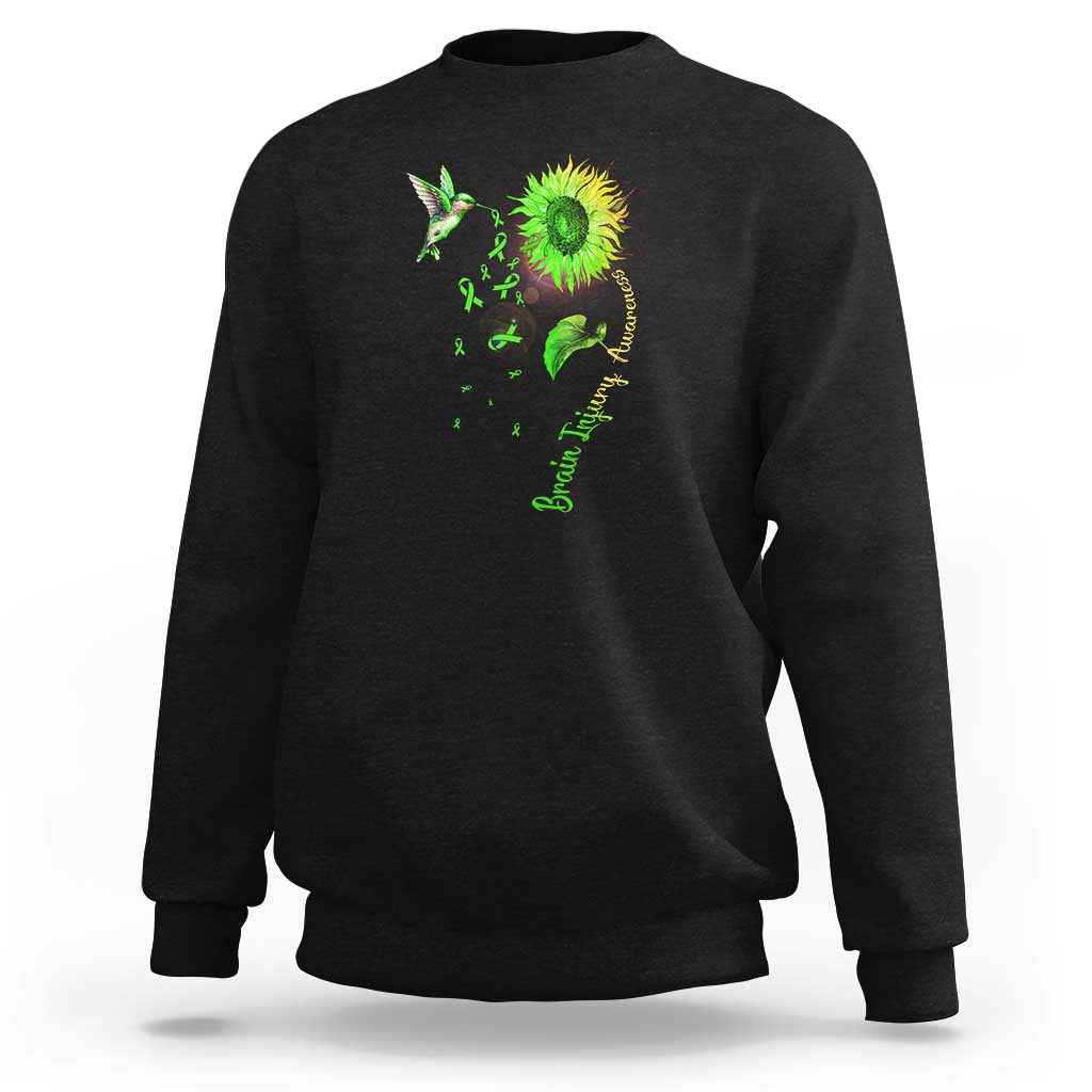 Traumatic Brain Injury Awareness Sweatshirt Sunflower Hummingbird