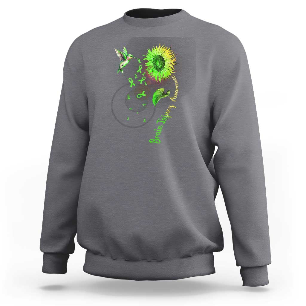Traumatic Brain Injury Awareness Sweatshirt Sunflower Hummingbird