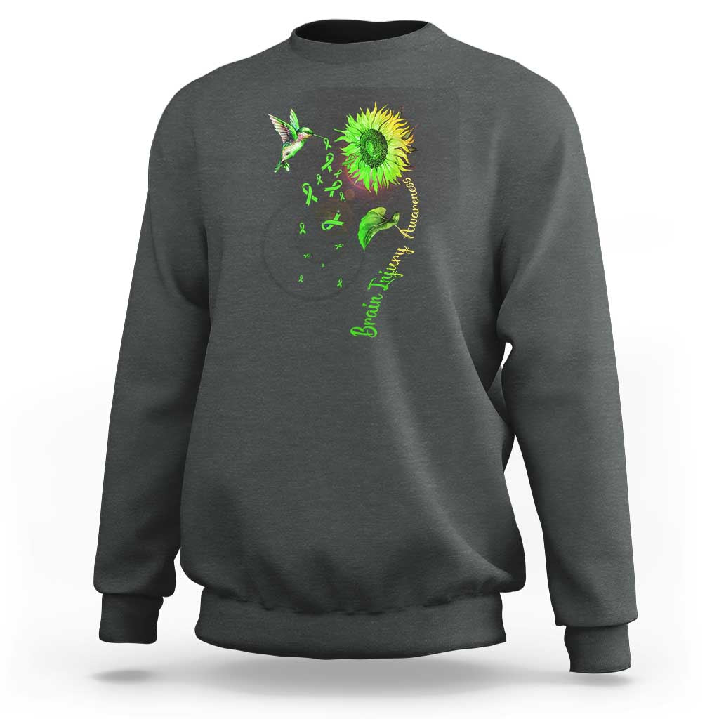 Traumatic Brain Injury Awareness Sweatshirt Sunflower Hummingbird