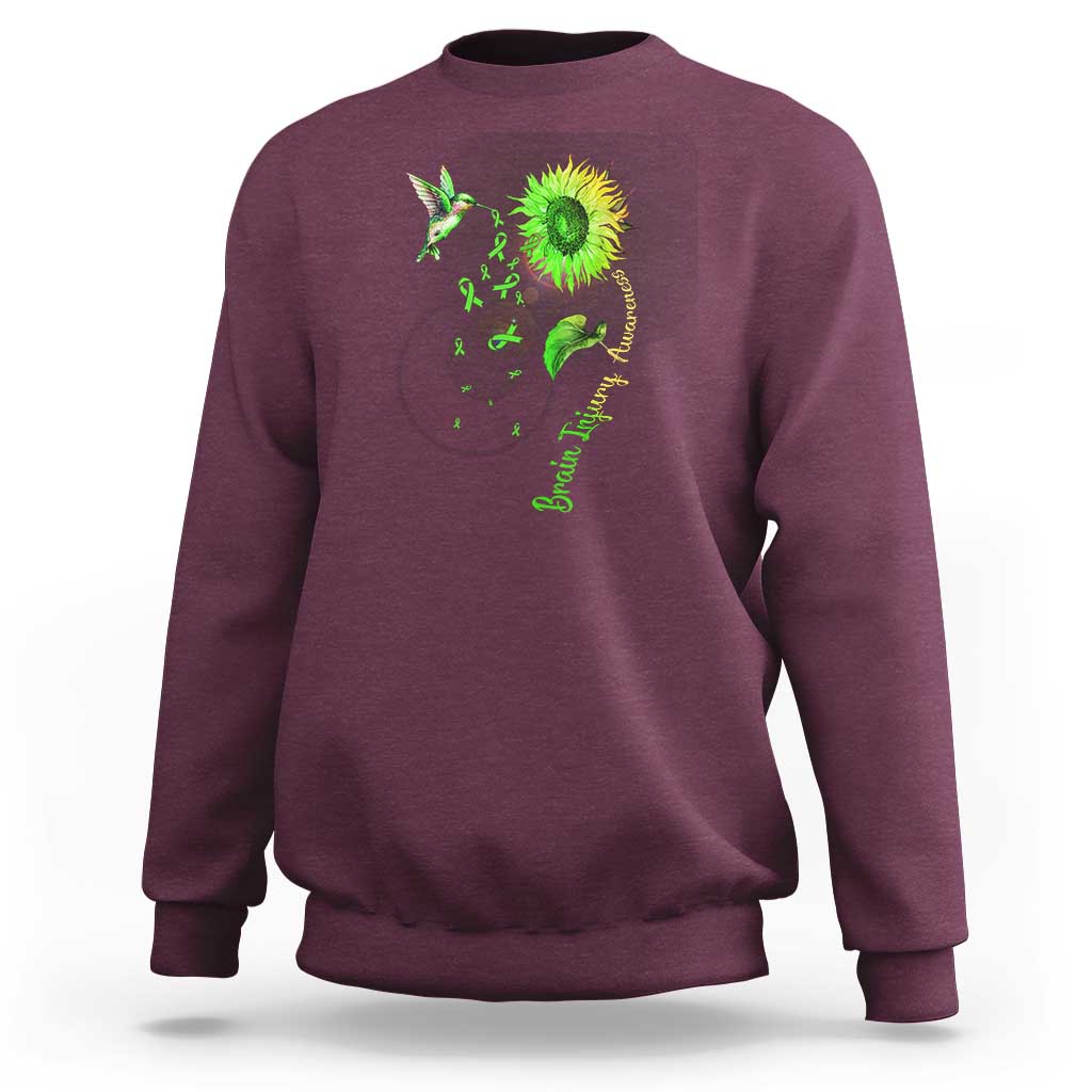 Traumatic Brain Injury Awareness Sweatshirt Sunflower Hummingbird