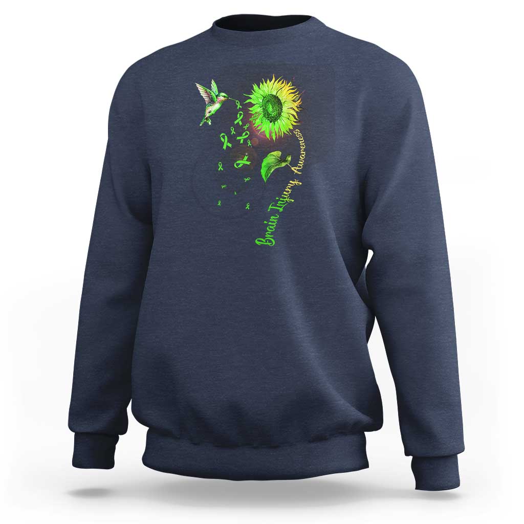 Traumatic Brain Injury Awareness Sweatshirt Sunflower Hummingbird