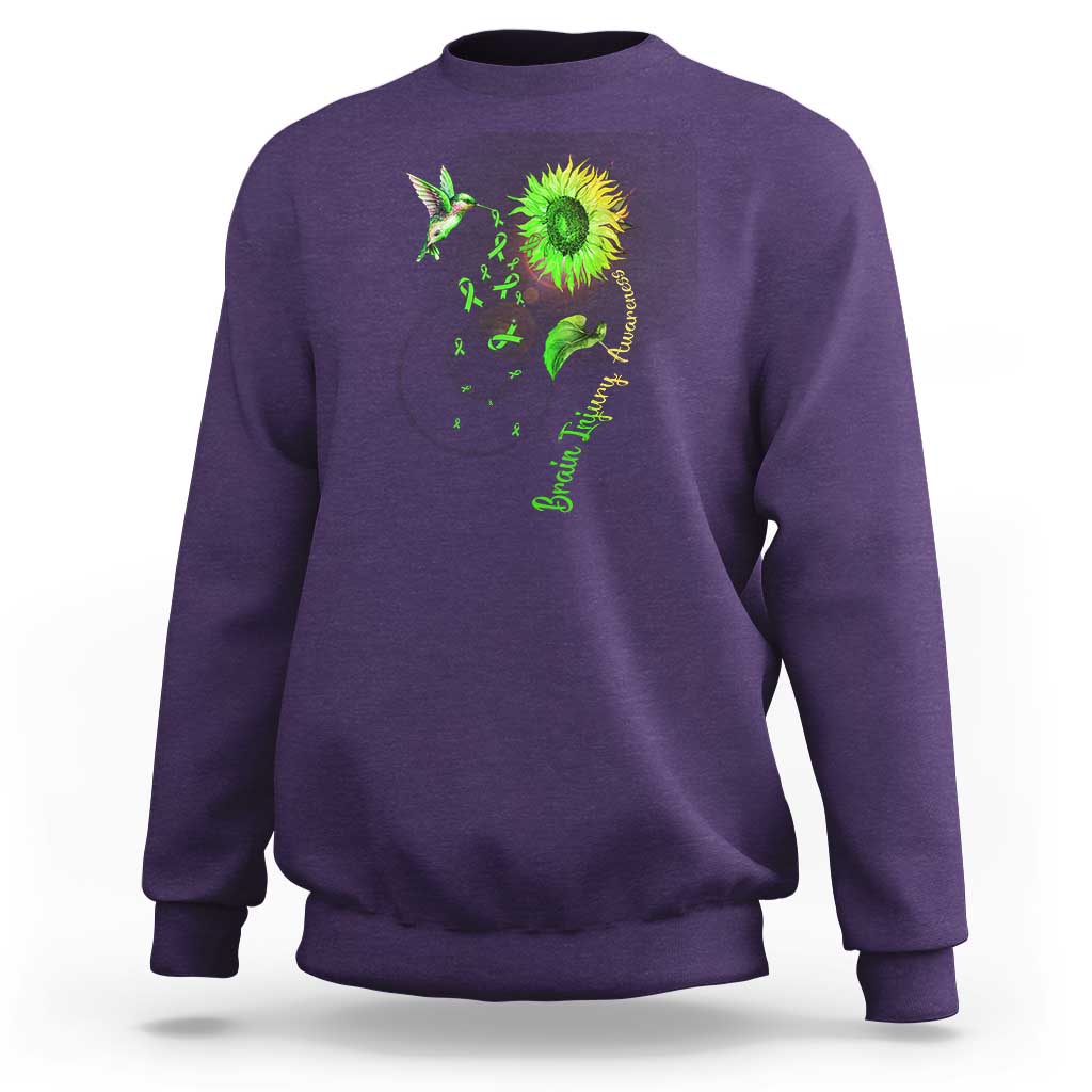 Traumatic Brain Injury Awareness Sweatshirt Sunflower Hummingbird