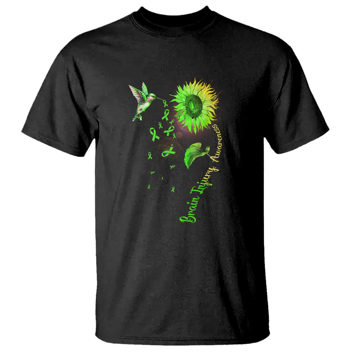 Traumatic Brain Injury Awareness T Shirt Sunflower Hummingbird