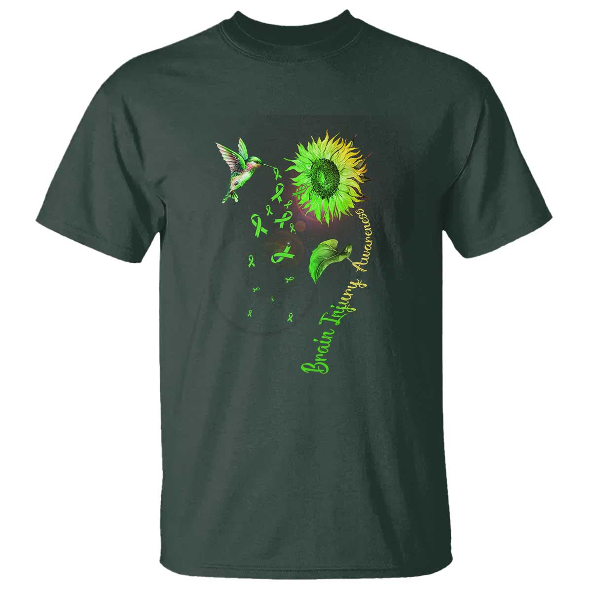 Traumatic Brain Injury Awareness T Shirt Sunflower Hummingbird