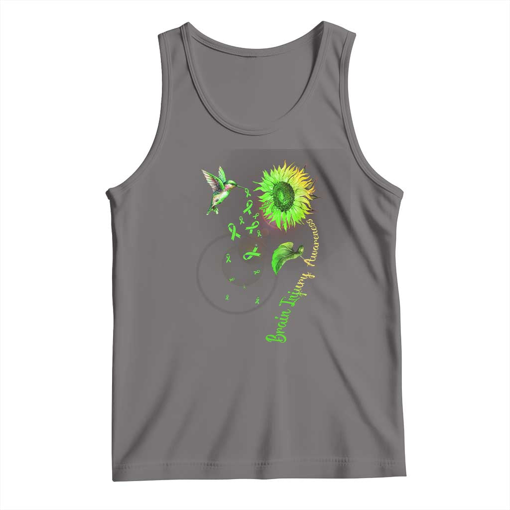 Traumatic Brain Injury Awareness Tank Top Sunflower Hummingbird