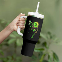 Traumatic Brain Injury Awareness Tumbler With Handle Sunflower Hummingbird