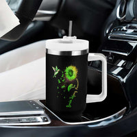 Traumatic Brain Injury Awareness Tumbler With Handle Sunflower Hummingbird