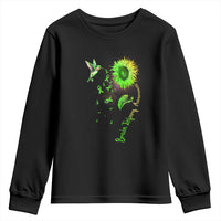 Traumatic Brain Injury Awareness Youth Sweatshirt Sunflower Hummingbird