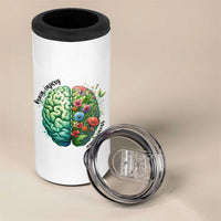 Traumatic Brain Injury Awareness 4 in 1 Can Cooler Tumbler TBI Warrior Green Floral Brain