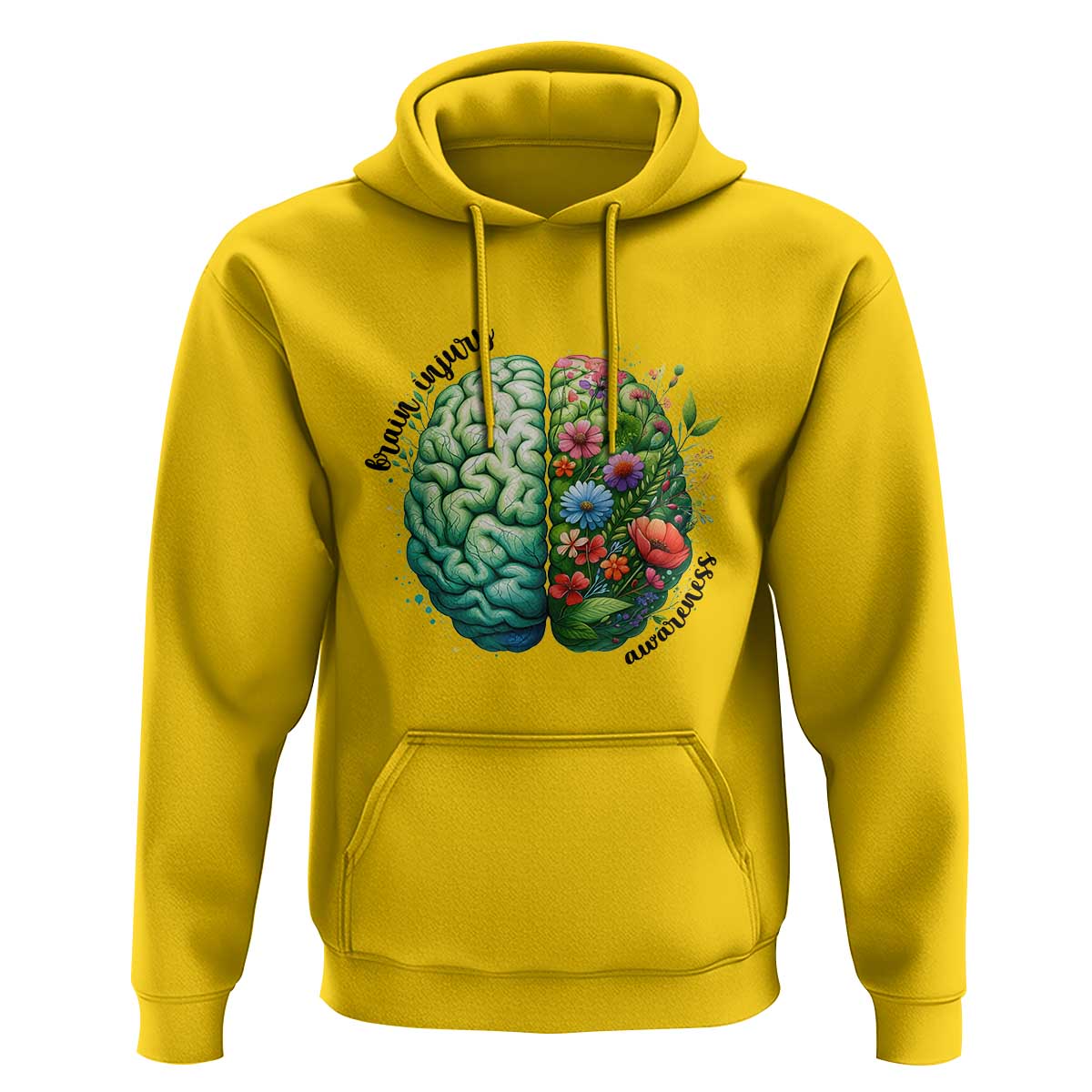 Traumatic Brain Injury Awareness Hoodie TBI Warrior Green Floral Brain