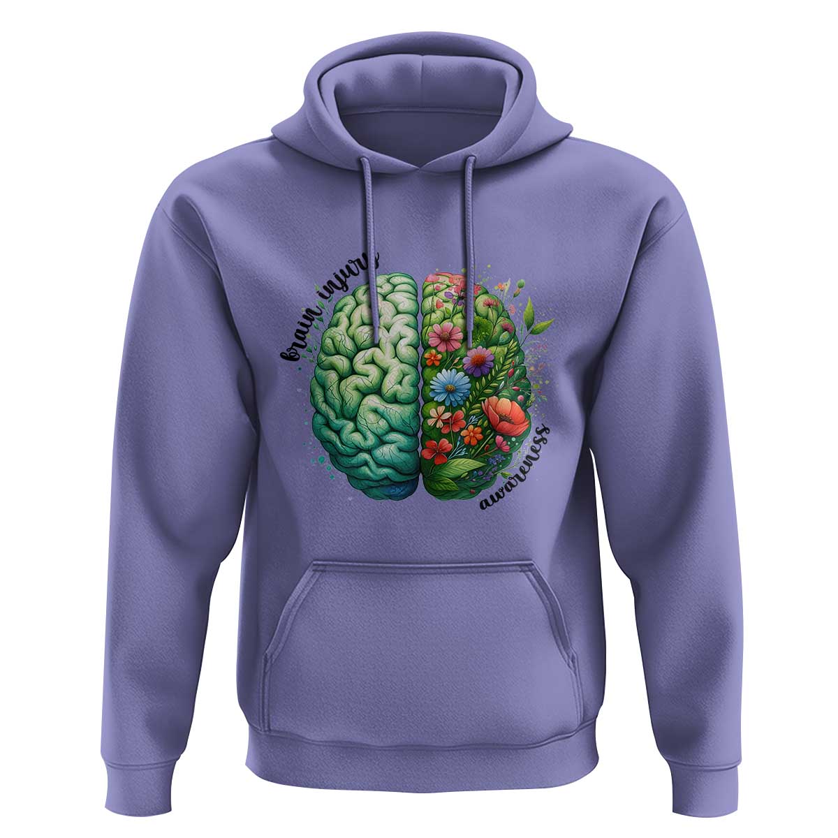Traumatic Brain Injury Awareness Hoodie TBI Warrior Green Floral Brain
