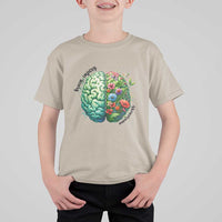 Traumatic Brain Injury Awareness T Shirt For Kid TBI Warrior Green Floral Brain