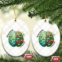 Traumatic Brain Injury Awareness Ceramic Ornament TBI Warrior Green Floral Brain - Wonder Print Shop