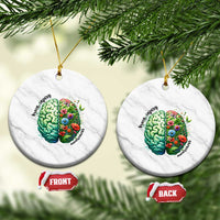 Traumatic Brain Injury Awareness Ceramic Ornament TBI Warrior Green Floral Brain - Wonder Print Shop