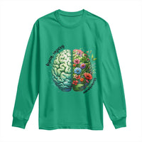 Traumatic Brain Injury Awareness Long Sleeve Shirt TBI Warrior Green Floral Brain