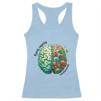 Traumatic Brain Injury Awareness Racerback Tank Top TBI Warrior Green Floral Brain