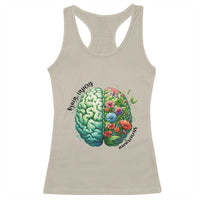 Traumatic Brain Injury Awareness Racerback Tank Top TBI Warrior Green Floral Brain