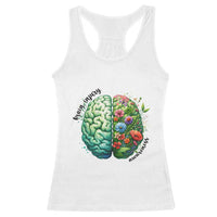 Traumatic Brain Injury Awareness Racerback Tank Top TBI Warrior Green Floral Brain