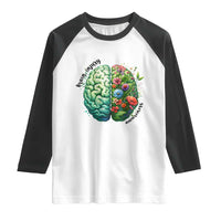 Traumatic Brain Injury Awareness Raglan Shirt TBI Warrior Green Floral Brain